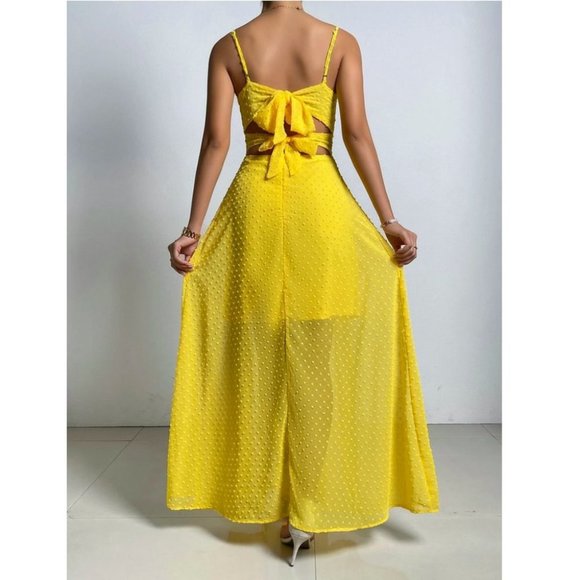 YELLOW Swiss Dot Cami Maxi Dress - Picture 4 of 9